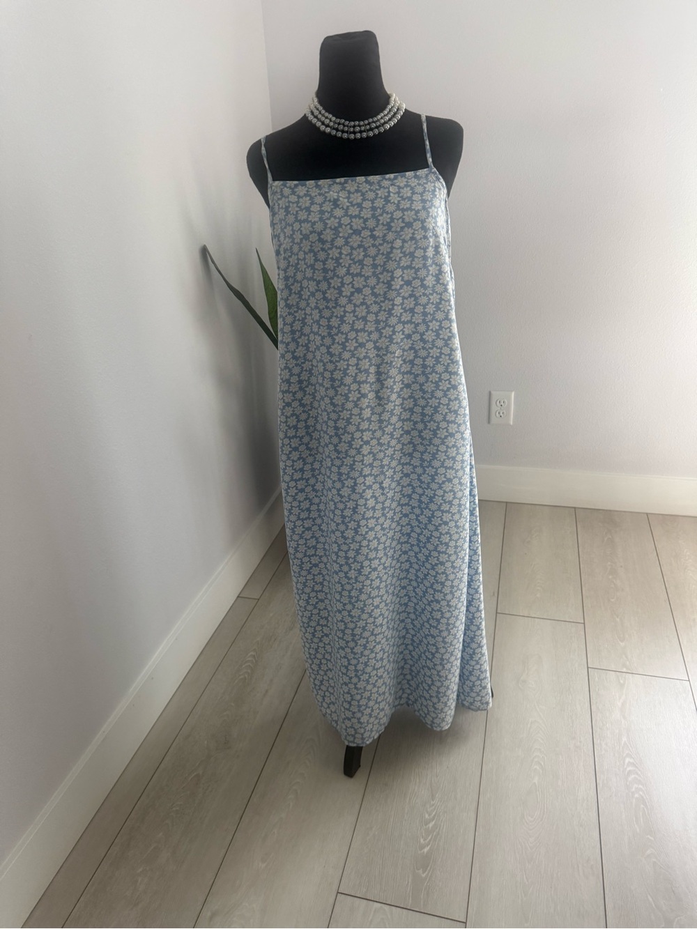 Billabong Light Blue Floral Maxi Slip Dress#A12